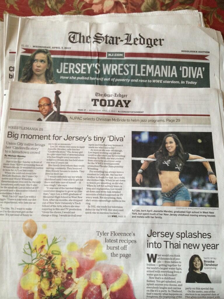 New Jersey Celebrates AJ’s WrestleMania “Homecoming” Newspaper&nbsp;Headlines